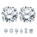 4 Prong 2 Carat round Shaped Moissanite Solitaire Stud Earrings in 18K White Gold Plating for Women