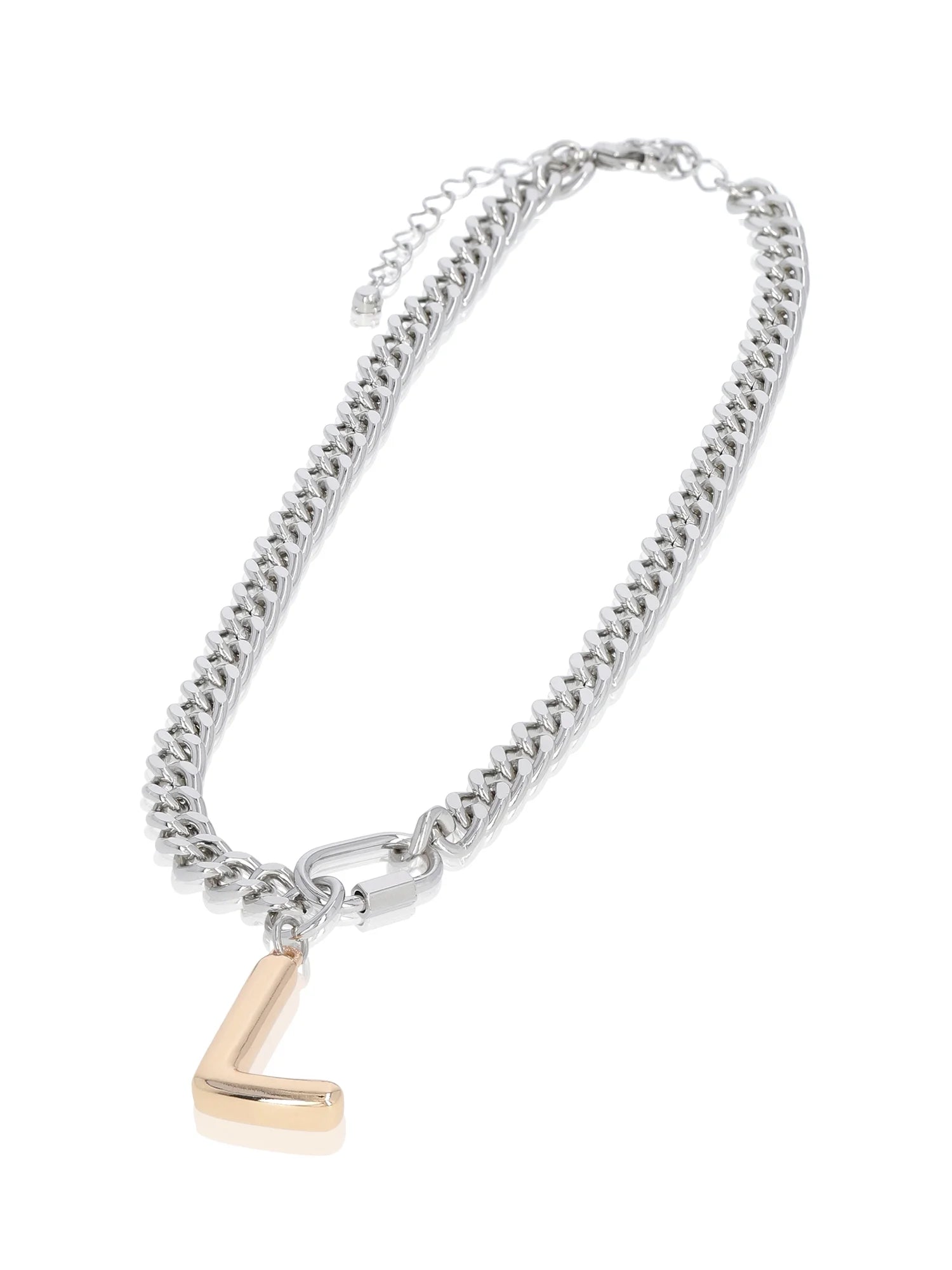 No Boundaries Mixed Metal Initial Bubble Letter R Necklace, 1-Piece, Women’S