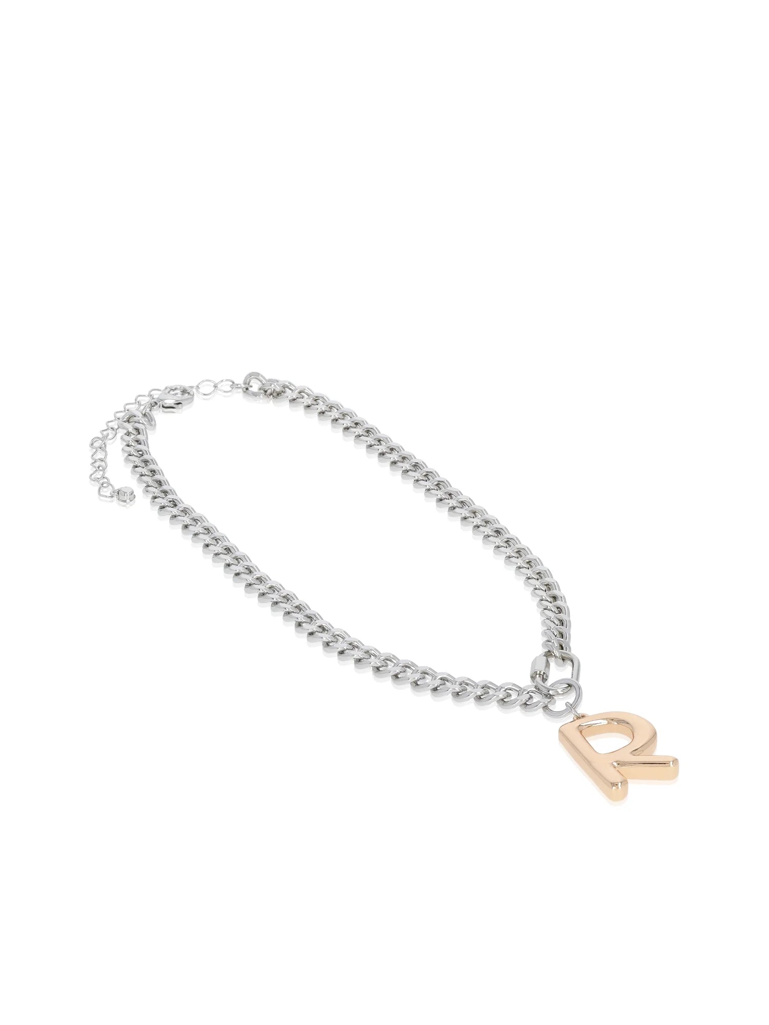 No Boundaries Mixed Metal Initial Bubble Letter R Necklace, 1-Piece, Women’S