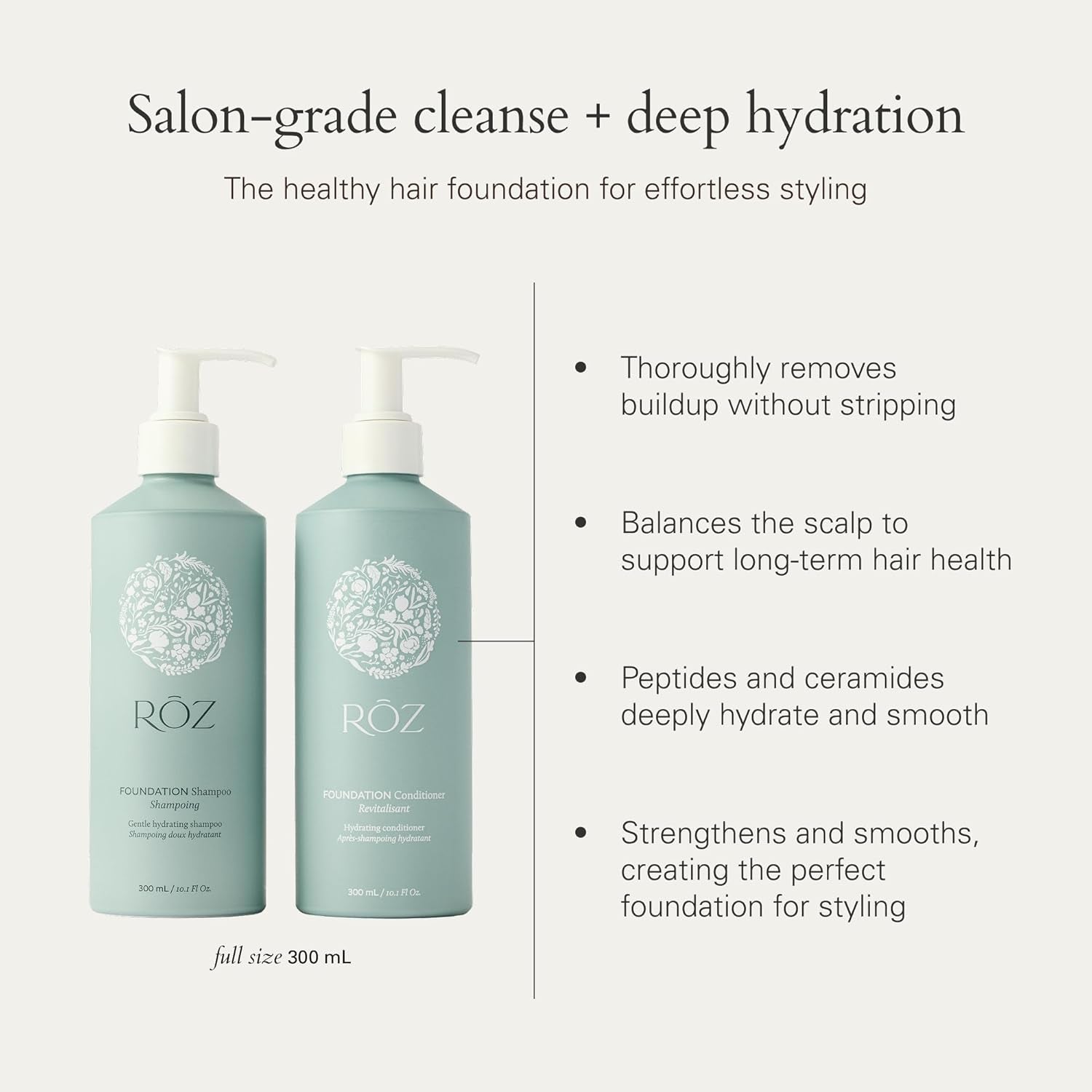 Foundation Shampoo and Conditioner Set Duo - Sulfate-Free Hydrating Shampoo and Conditioner for Women & Men - All Hair Types | Vegan, Color-Safe, Silicone & Paraben-Free | 10.1 Oz Each