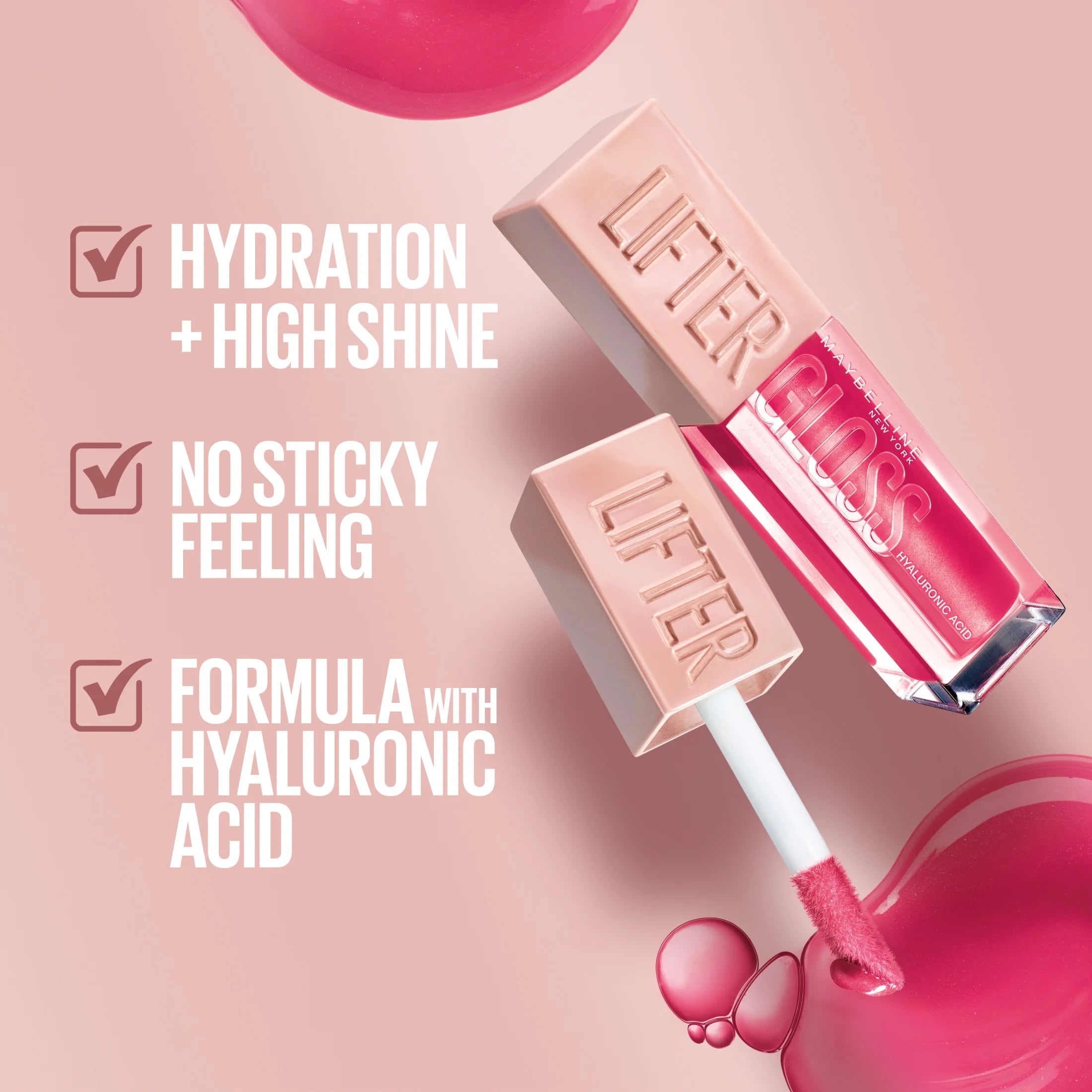 Lifter Gloss Lip Gloss Makeup with Hyaluronic Acid, Silk